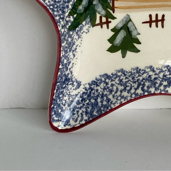 Candy Dish Vintage FWC 8" Trinket Dish Decor Winter Cabin Star Shape Ceramic EUC - Picture 5 of 14